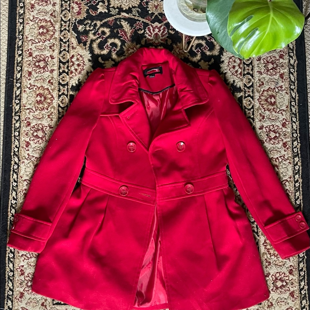 Cherry Red Pea Coat - Size M/M